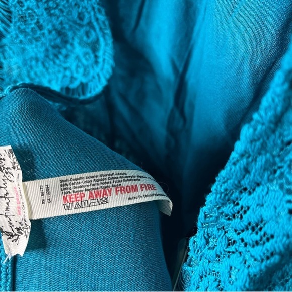 NWT Free People Intimately Free Teal Blue Lace Dress Open Back High Neck M - Picture 8 of 8